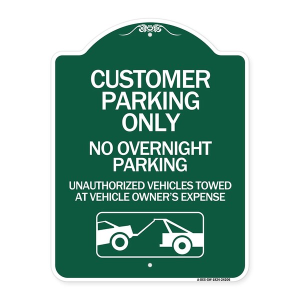 Customer Parking Only No Overnight Parking Unauthorized Vehicles Towed at Owner Expen, GW-1824-24206